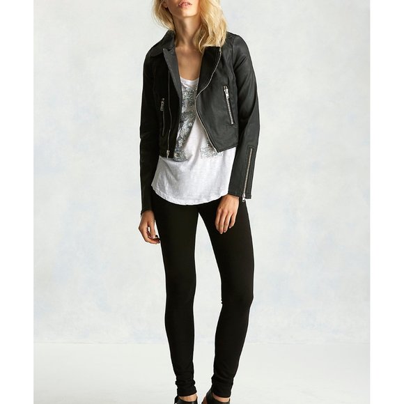 True Religion $298 Coated Denim Moto Jacket L - Picture 7 of 9